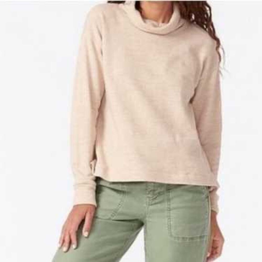 J Crew J.Crew Vintage Fleece Mock Neck Sweater Womens XS Tan Beige Minimalist